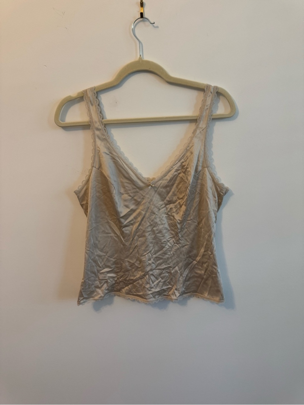 Lace-Trim V-Neck Cami Tank Top - Cream